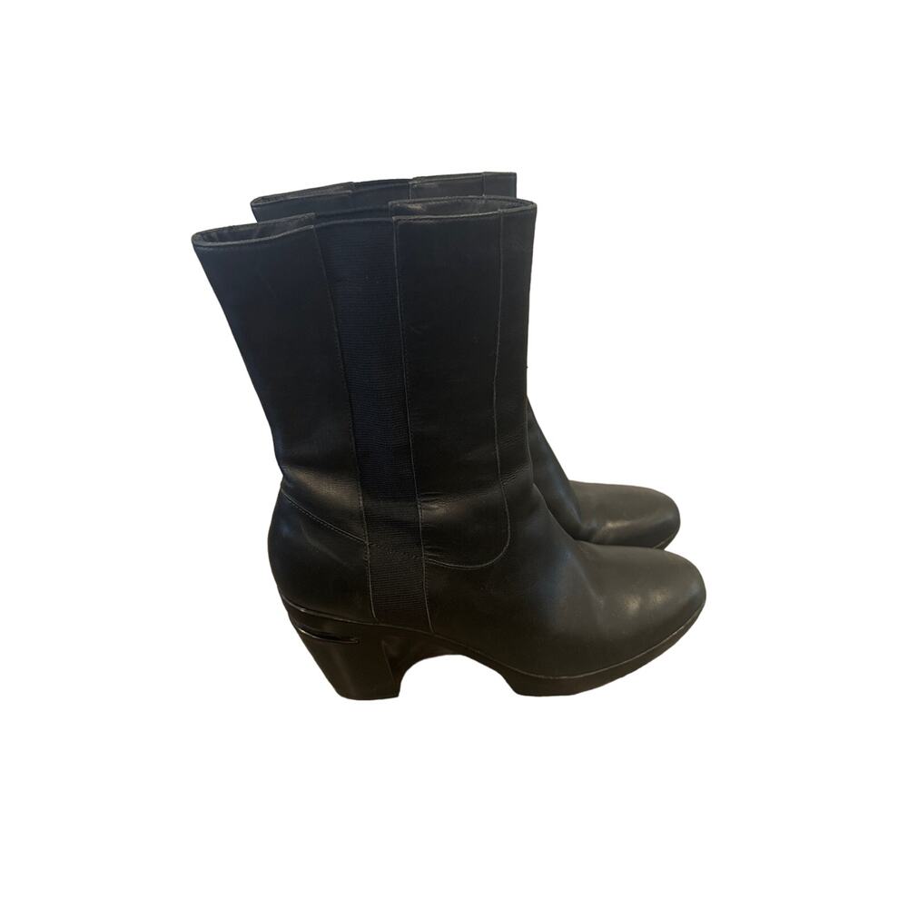 Cole Haan Air Sara Black Leather Short Boot Wedge Heel Size 9B